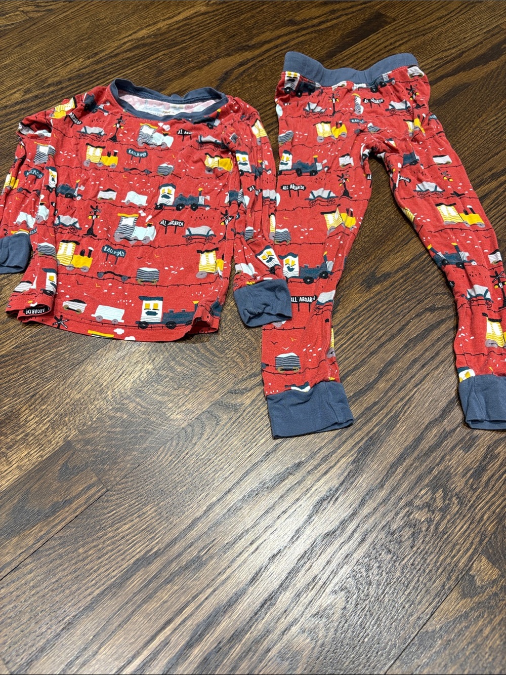 Little Sleepies Red Truck & Vehicle Pajama Set with Navy Cuffs